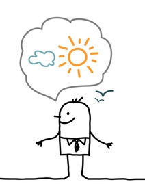 cartoon businessmen - optimistic and pessimistic