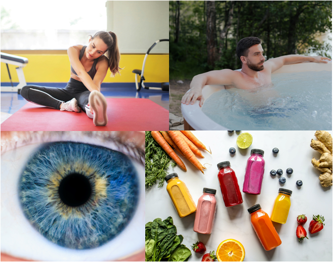 Les quatre outils naturopathiques présentés dans cet atelier: la biokinésie, l'hydrologie, l'iridologie, et les jus de légumes