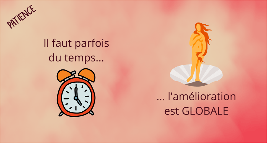 L'amélioration de l'équilibre de santé prend parfois du temps, mais tout au long du protocole, une amélioration globale de l'équilibre de santé est ressentie.